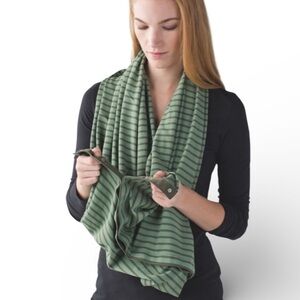 LULULEMON VINYASA SCARF RULU DEENIE DESERT STRIPED OLIVE FATIGUE GREEN